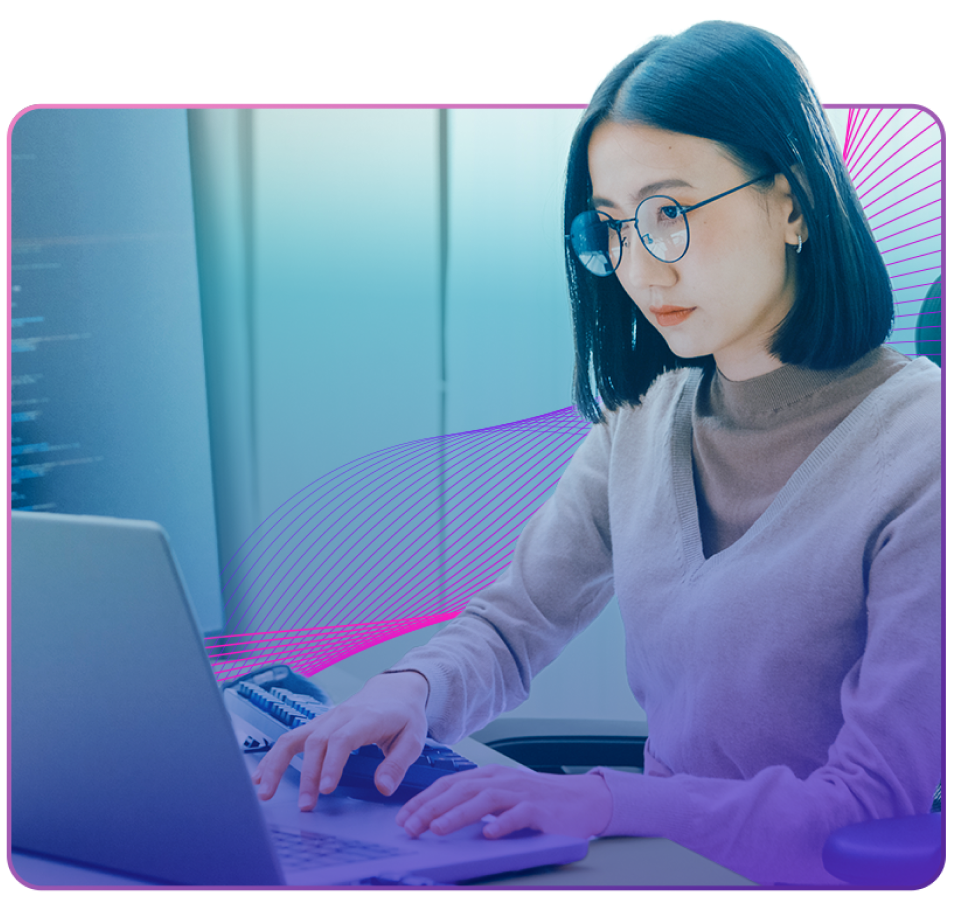 young woman working on computer