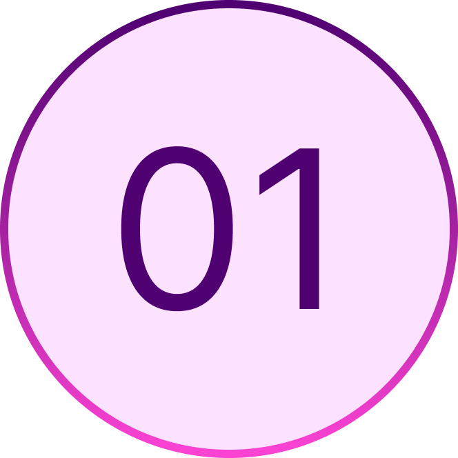 pink and purple number 1 circle graphic