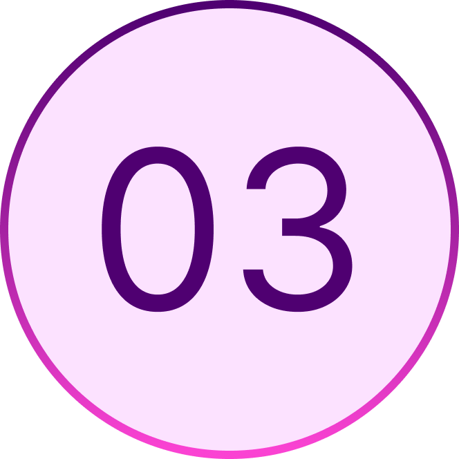 pink and purple number 3 circle graphic