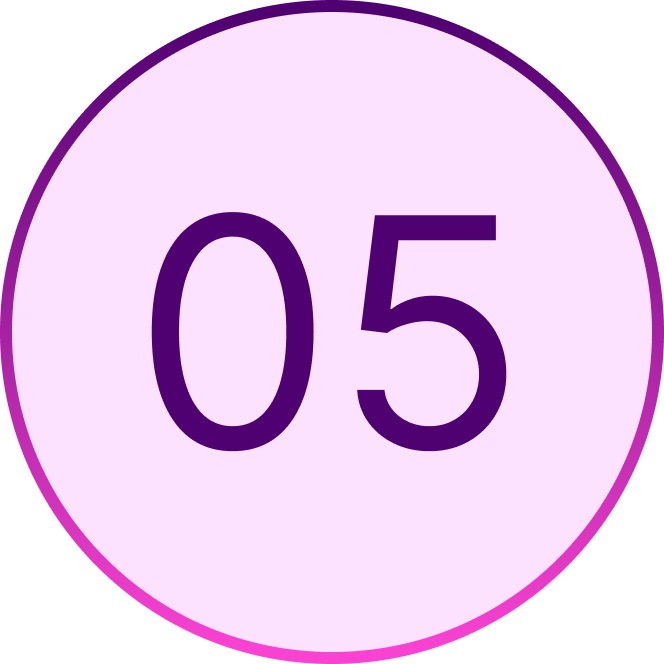 pink and purple number 5 circle graphic